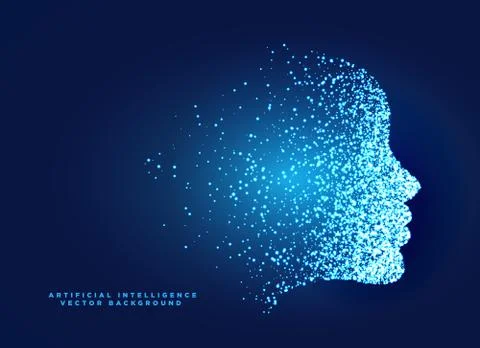 Particle digital face concept design for artificial intelligent and machine l Stock Illustration