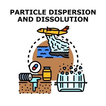 Particle dispersion and dissolution process concept illustration Stock Illustration