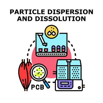 Particle dispersion and dissolution process concept Stock Illustration