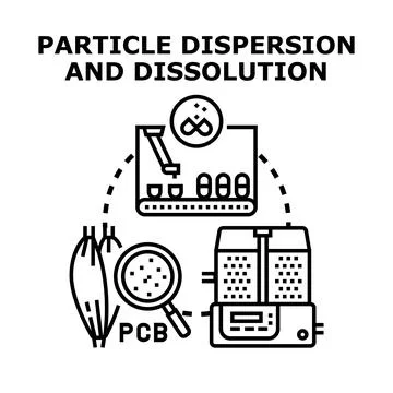 Particle dispersion and dissolution process concept Stock Illustration