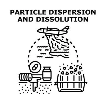 Particle dispersion and dissolution process concept illustration Stock Illustration
