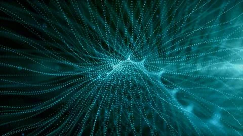 Particle dust abstract digital background line titles texture green color. Stock Illustration