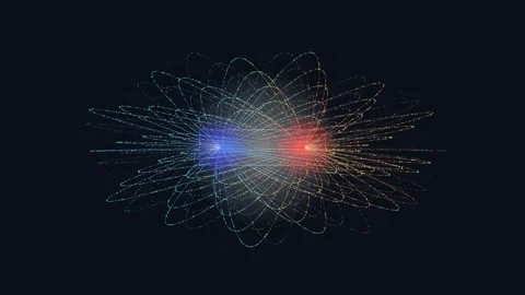 Particle Energy Field Loop - Blue Red Quantum Physics Motion Backdrop Stock Footage 341568495