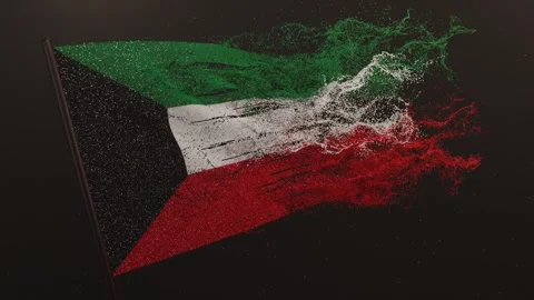 Particle flag animation of Kuwait. The State of Kuwait waving flag animation Video stock 316844554