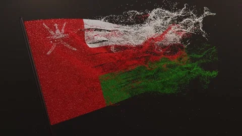 Particle flag animation of Oman. Sultanate of Oman waving flag animation Video stock 316844639