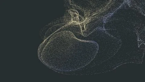 Particle flow, digital data visualization, technology and science background Stock Illustration
