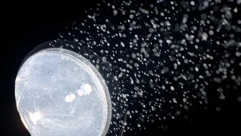 Particle Flow in Ray of Light Before a Black Background Stock Footage 108843082