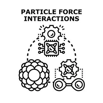 Particle force interactions influencing science and future technology Stock Illustration