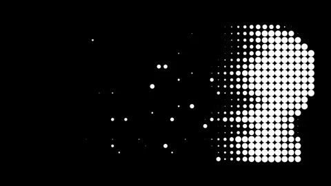 Particle Human Head Dissolving into Digital Data and Identity Concept Stock Footage 338192226