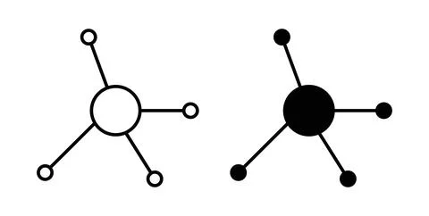 Particle icon. Style is flat and line symbol Stock Illustration