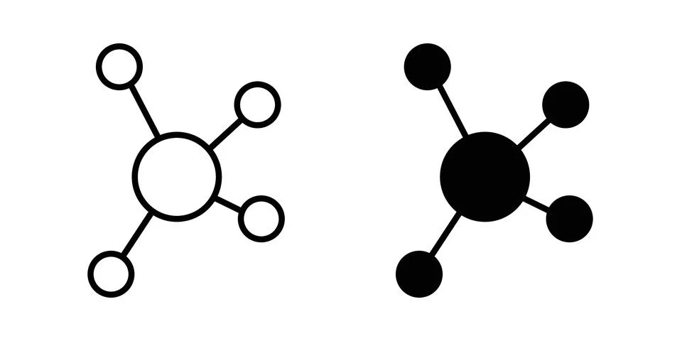Particle icon thin line and clipart style vector set Stock Illustration