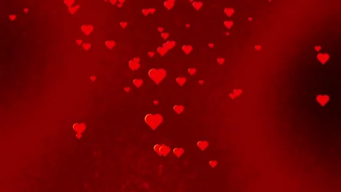 Particle love falling animation on dark red background, animated heart icon Stock Footage 302419296