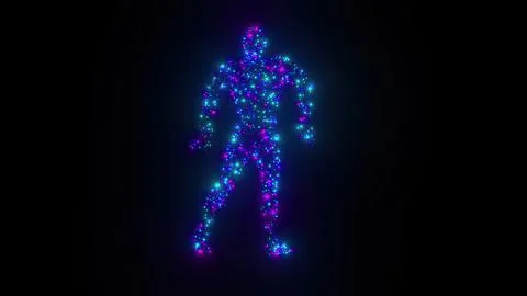 Particle man dancing Illustrazione stock