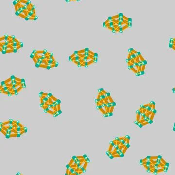 Particle molecular structure isometric icon seamless pattern Stock Illustration