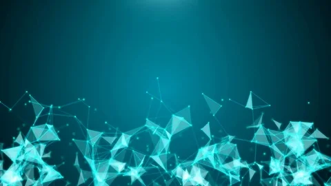Particle motion and glow triangles on blue screen Stock Footage 80677392