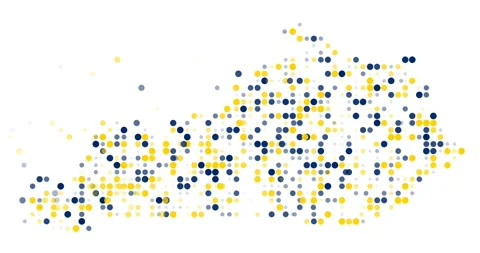 Particle Motion Sequence Forming the Kentucky Map From Falling Orbs Stock Footage 321606236