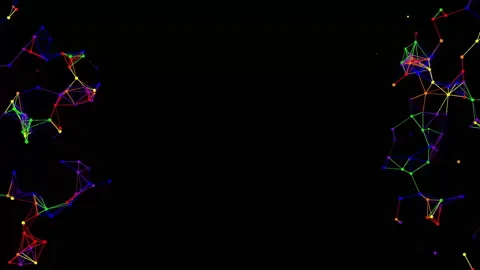 Particle movement and colored grid lines on a black screen Vídeos de archivo 321014688