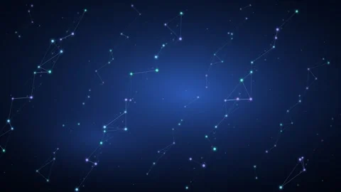 Particle Network Connection Loop - Dark Blue Plexus Data Backdrop Stock Footage 341870688