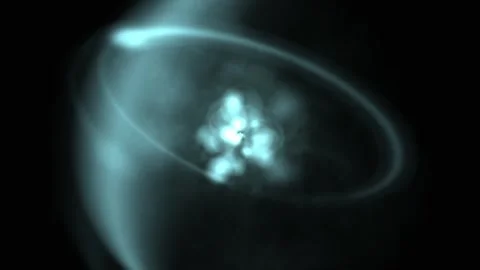 Particle physics atomic nucleus simulation with slow zoom out. Video stock 247483867