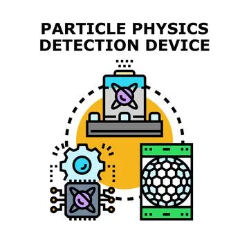 Particle physics detection device analyzing scientific research data Stock Illustration