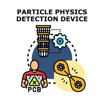 Particle physics detection device concept illustrating scientific research Stock Illustration