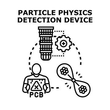 Particle physics detection device concept illustrating scientific research Stock Illustration