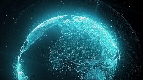 Particle planet in space. HD Stock Footage 93661180
