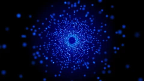 Particle Random Small Sphere Dot Center splatter Tunnel Flowing Motion Stock Footage 98765282
