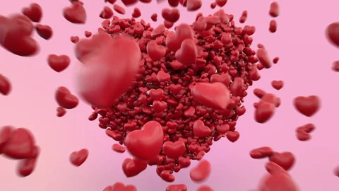 Particle Red Hearts Background Stock Footage 265473717