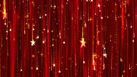 Particle red silk five-pointed star theme stage background Video stock 316529596