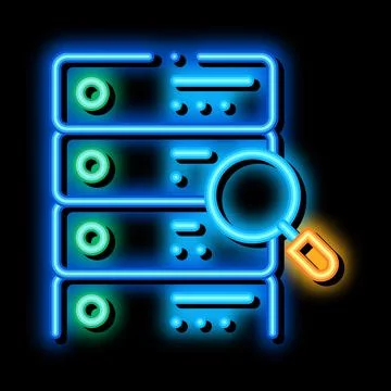 Particle research algorithm neon glow icon illustration Stock Illustration