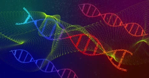 Particle-ribbon emerging, waving and sparking helices forming and weaving Stock Footage 328655812