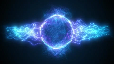 Particle sphere containing plasma streams. Plasma ball. Stock Footage 308151129