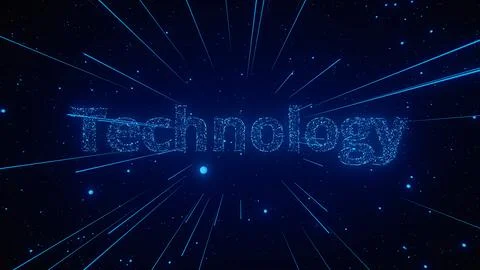 Particle Technology Visualization in a Digital Space With Glowing Elements Stock Illustration