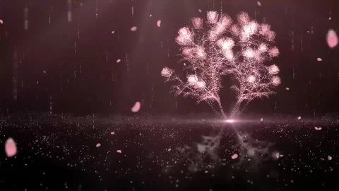 Particle Tree Eruption Spring Floral Background Loop Stock Footage 320816669