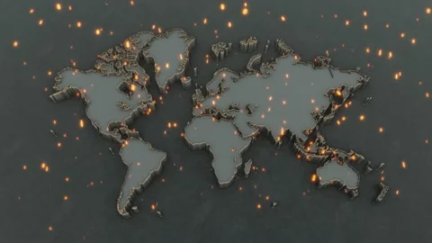 Particle World Map Stock Footage 154042146