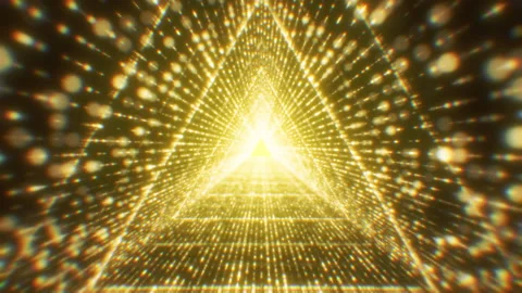 Particles Abstract Background Tunnel Digital Flickering Golden Divine Light Stock Footage 151987412