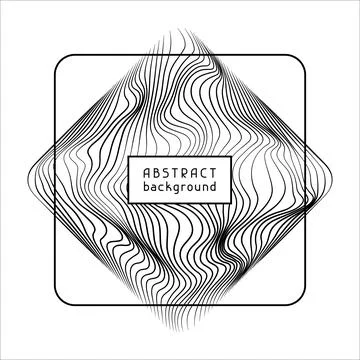 Particles and wavy lines in shape. Linear wave style. Illustrazione stock