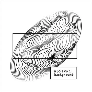 Particles and wavy lines in shape. Linear wave style. Illustrazione stock