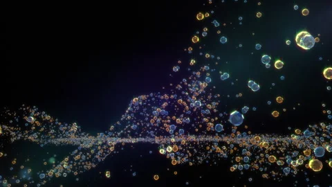 Particles animation motion flying on black abstract Background. Stock Footage 314676388
