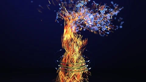 Particles Are Forming Tree and Spreading At Black Space, 3d Digitally Image Stock Footage 211804221