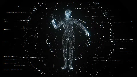 Particles around the digital dancer Stock Footage 167919517