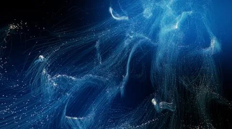 Particles array in dark space underwater Иллюстрация