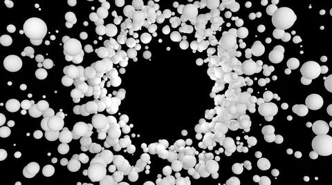 Particles attract to central empty hole and spin around. Vortex of spheres Stock Illustration