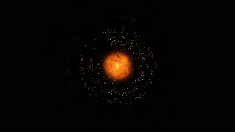 Particles attraction towards sun motion graphics with night background Stock Footage 220764938
