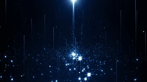 Particles blue event game trailer titles cinematic concert stage background loop Video stock 158046532