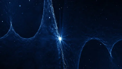 Particles blue event game trailer titles cinematic concert stage background loop Stock Footage 196865437