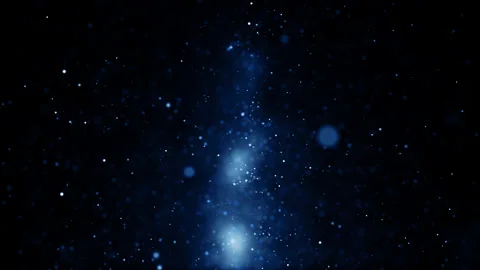 Particles blue event game trailer titles cinematic concert stage background loop Stock Footage 223366242