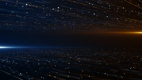 Particles blue orange event game trailer titles cinematic stage background loop Stock Footage 142673531