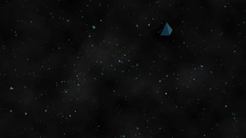 Particles blue triangles flake dash with deep phase on black Stock Footage 133921431